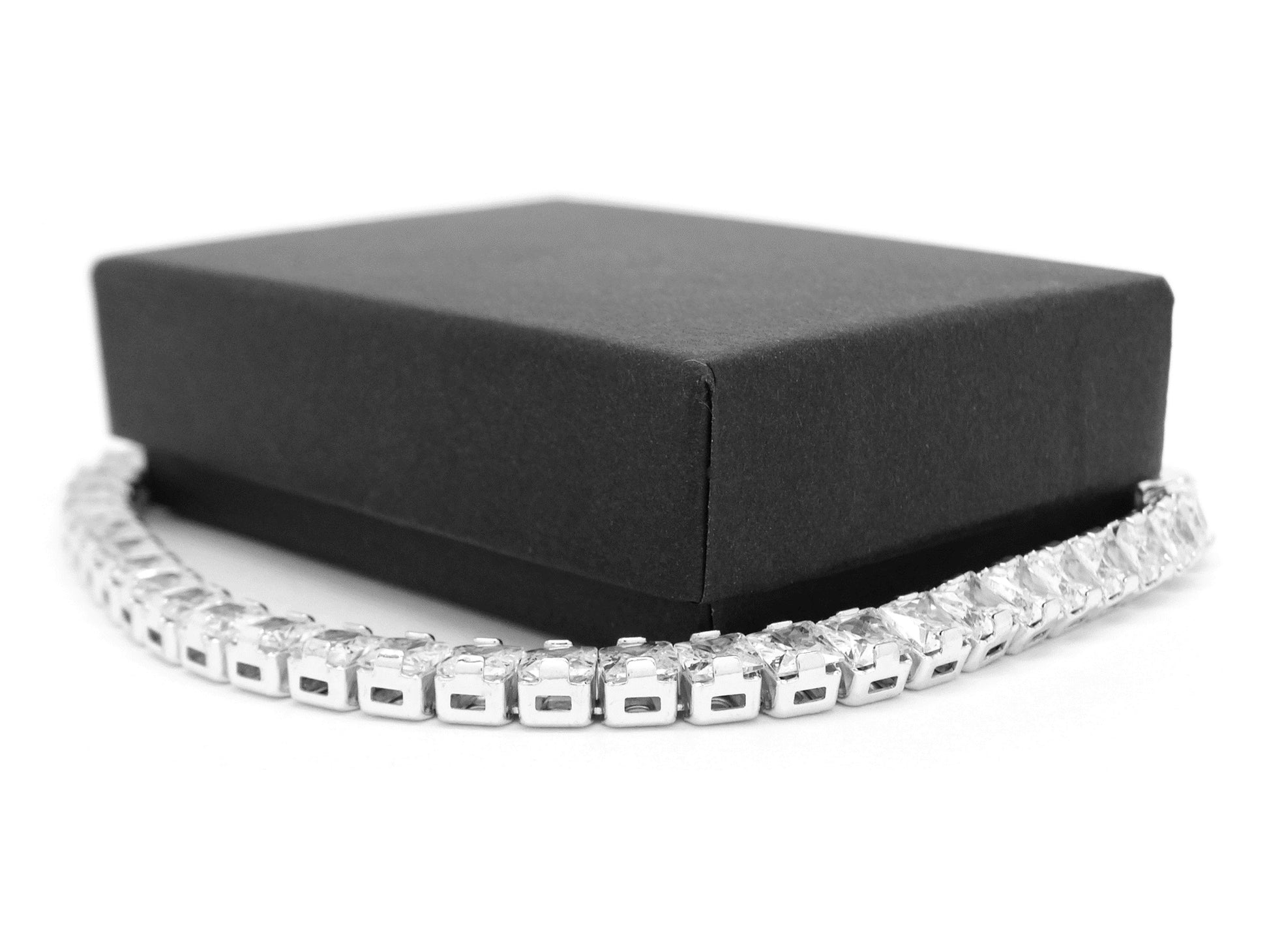 White gold princess white tennis bracelet GIFT BOX