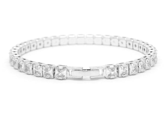 White gold princess white tennis bracelet BACK