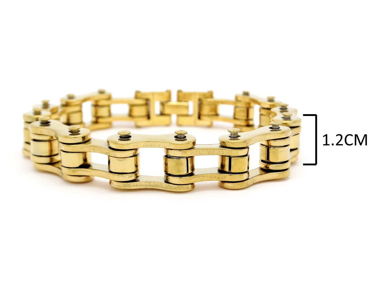 Gold stainless steel bike chain bracelet MEASUREMENT