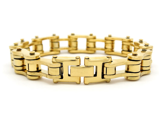 Gold stainless steel bike chain bracelet BACK