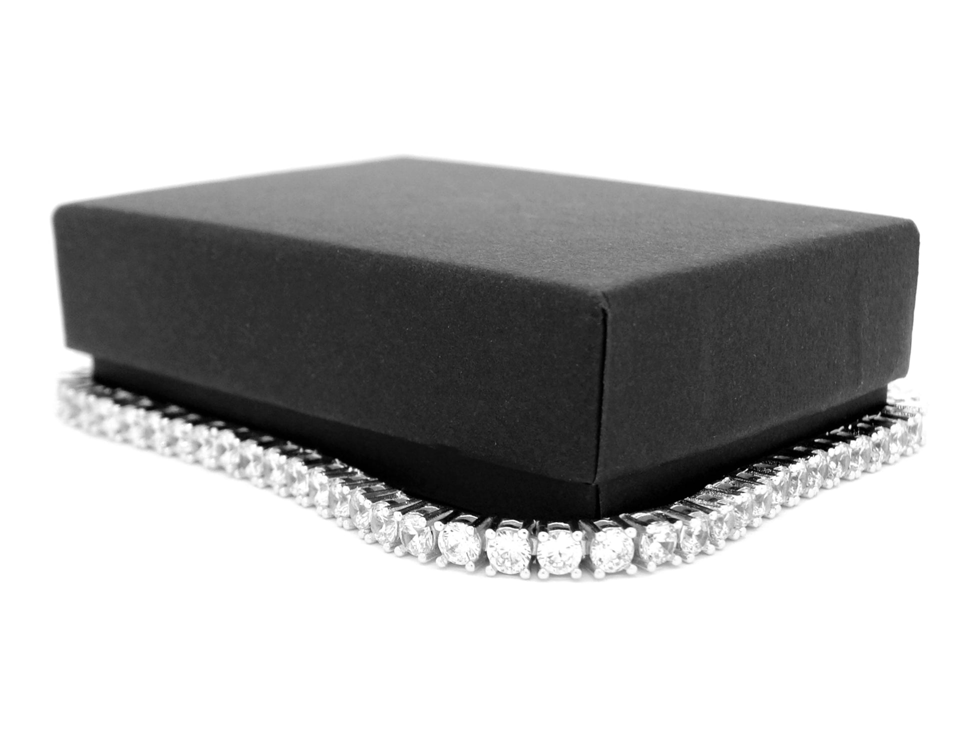 White gold thin round white tennis bracelet GIFT BOX