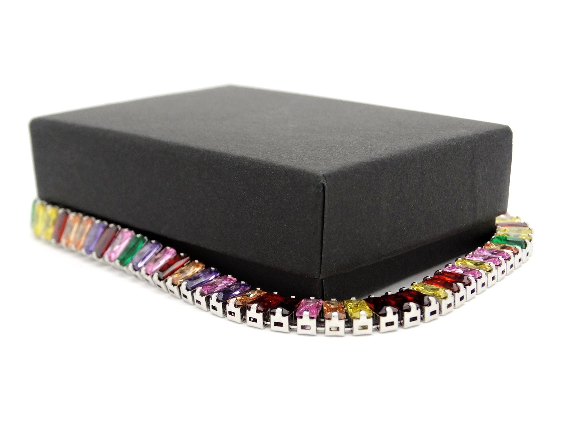 Random colored baguette tennis bracelet GIFT BOX