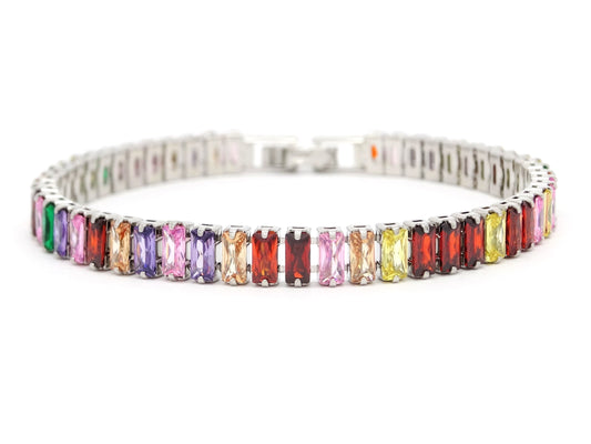 Random colored baguette tennis bracelet MAIN