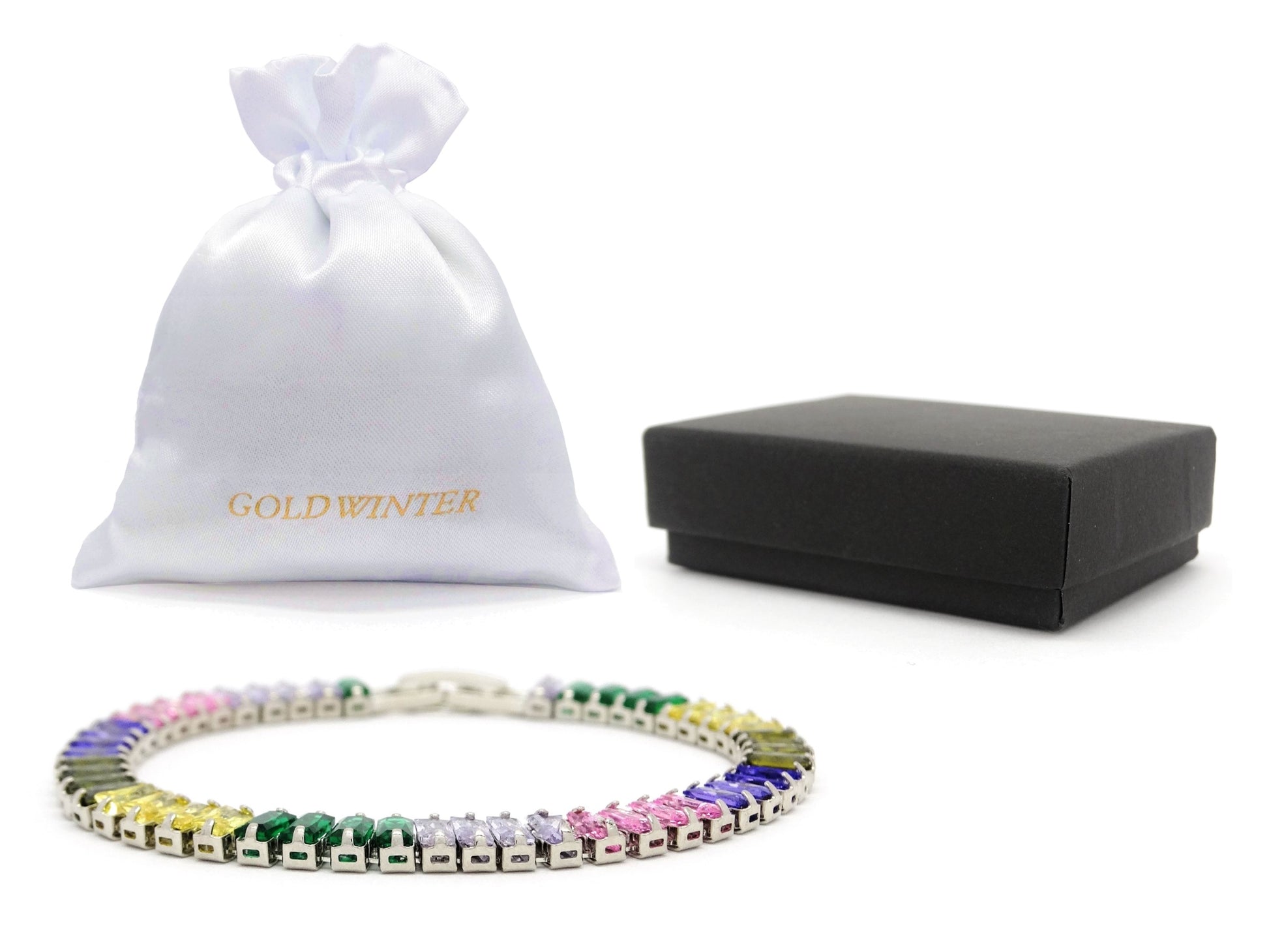 Four of each color baguette tennis bracelet GIFT BAG