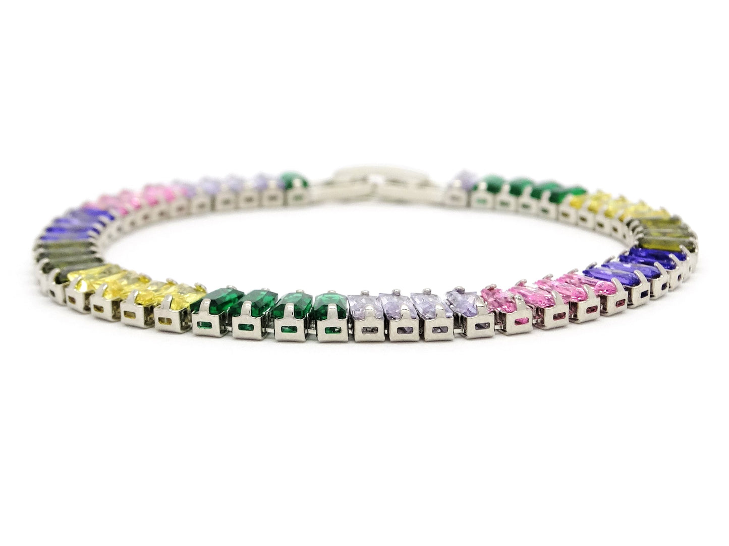 Four of each color baguette tennis bracelet DISPLAY