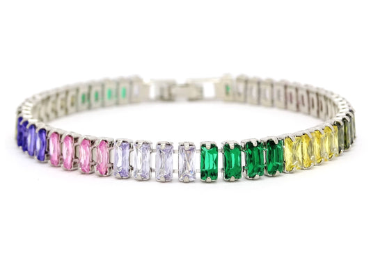 Four of each color baguette tennis bracelet MAIN