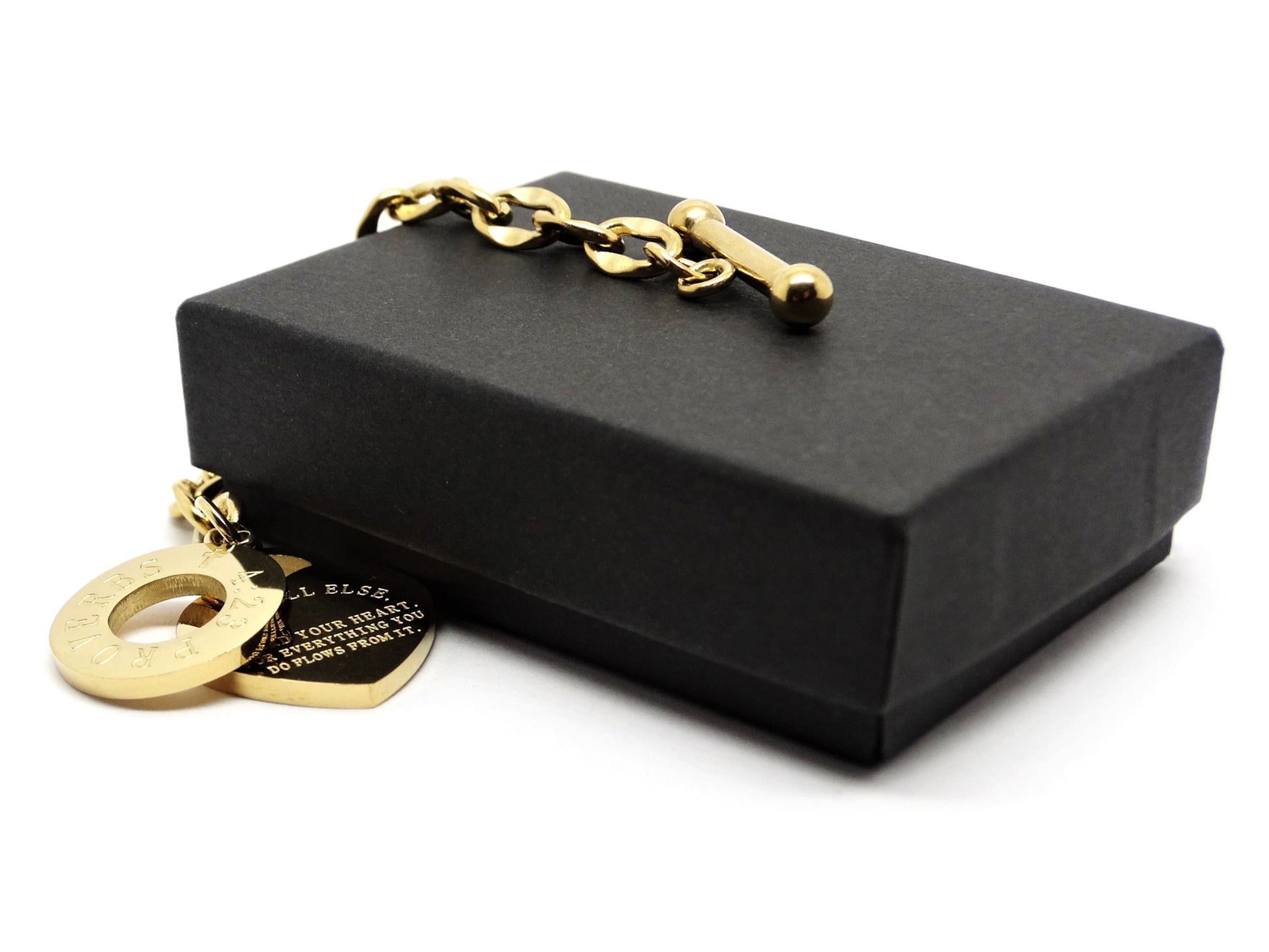Yellow gold proverbs 4:23 bracelet GIFT BOX