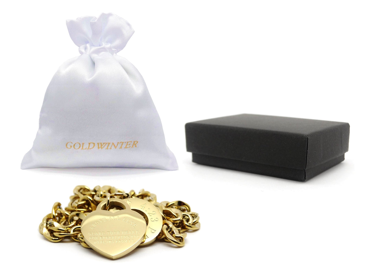 Yellow gold proverbs 4:23 jewellery set GIFT BAG