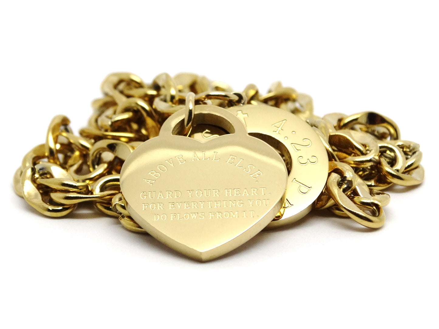 Yellow gold proverbs 4:23 bracelet PENDANT