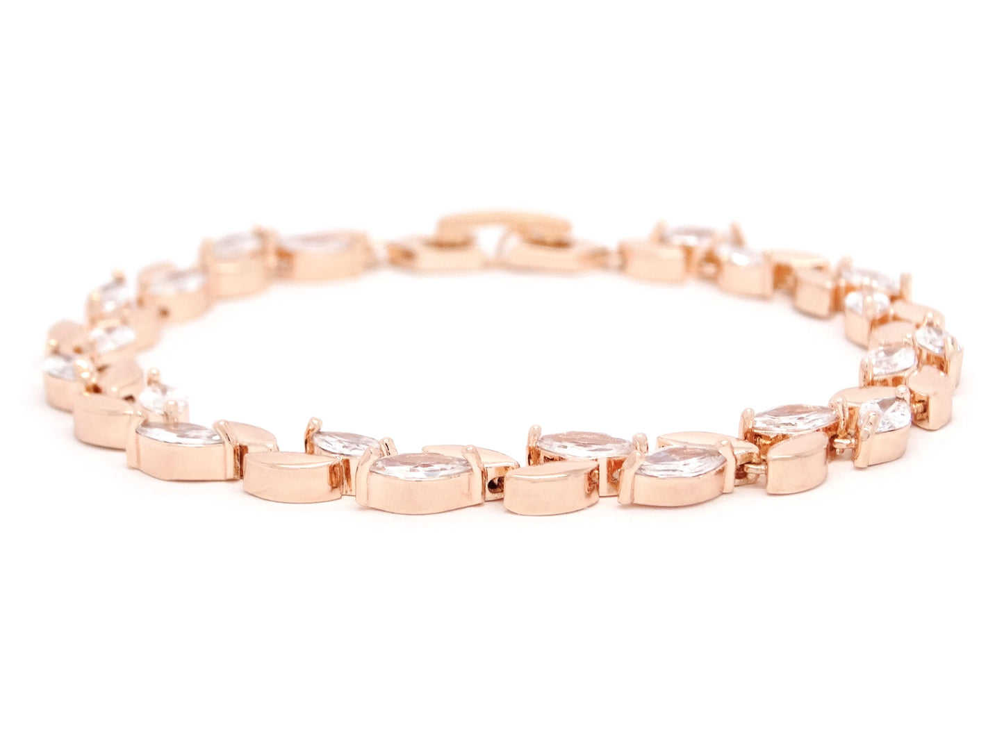 Marquise AAA white gems rose gold bracelet DISPLAY