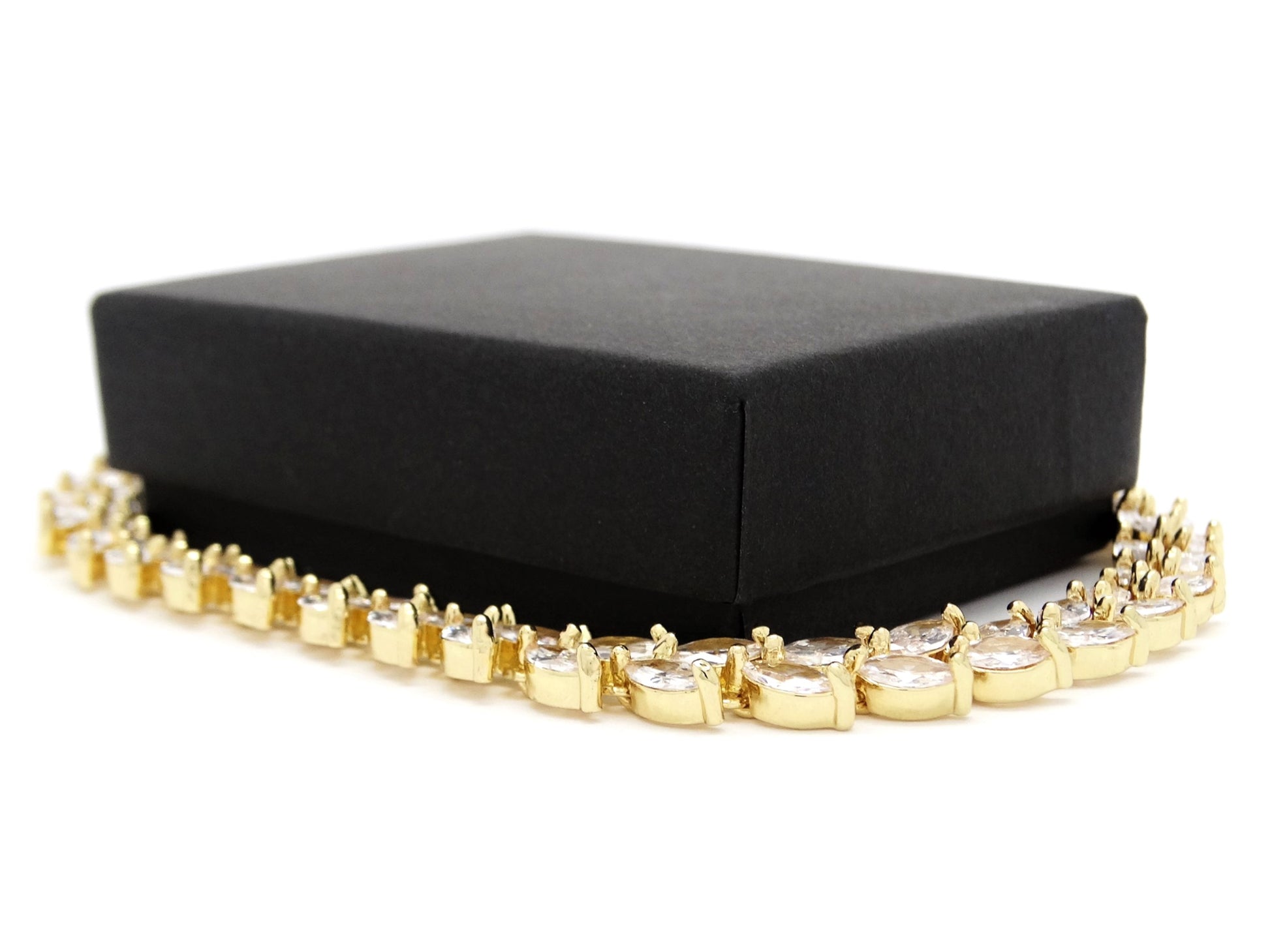 White marquise yellow gold bracelet GIFT BOX