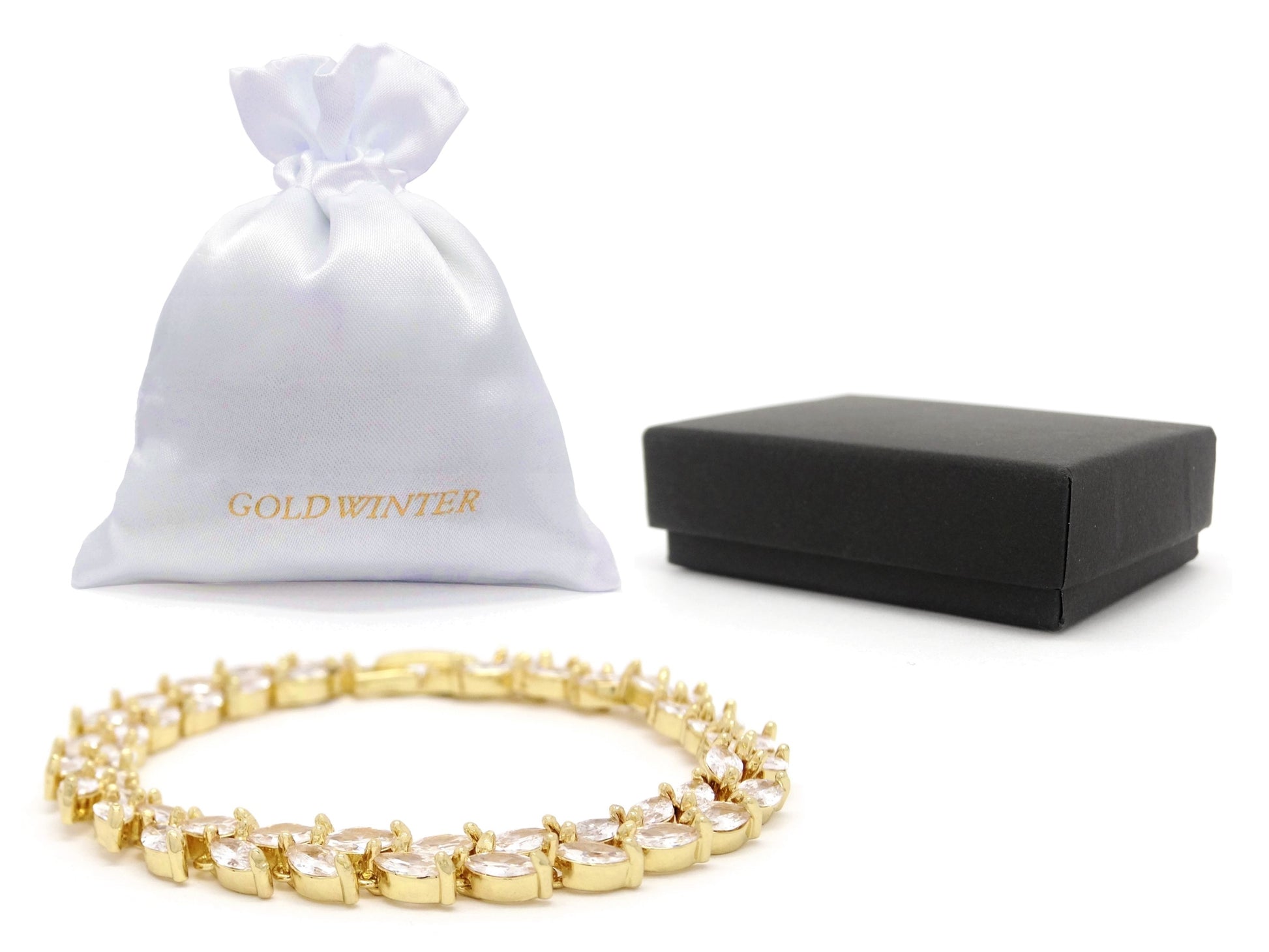 White marquise yellow gold bracelet GIFT BAG