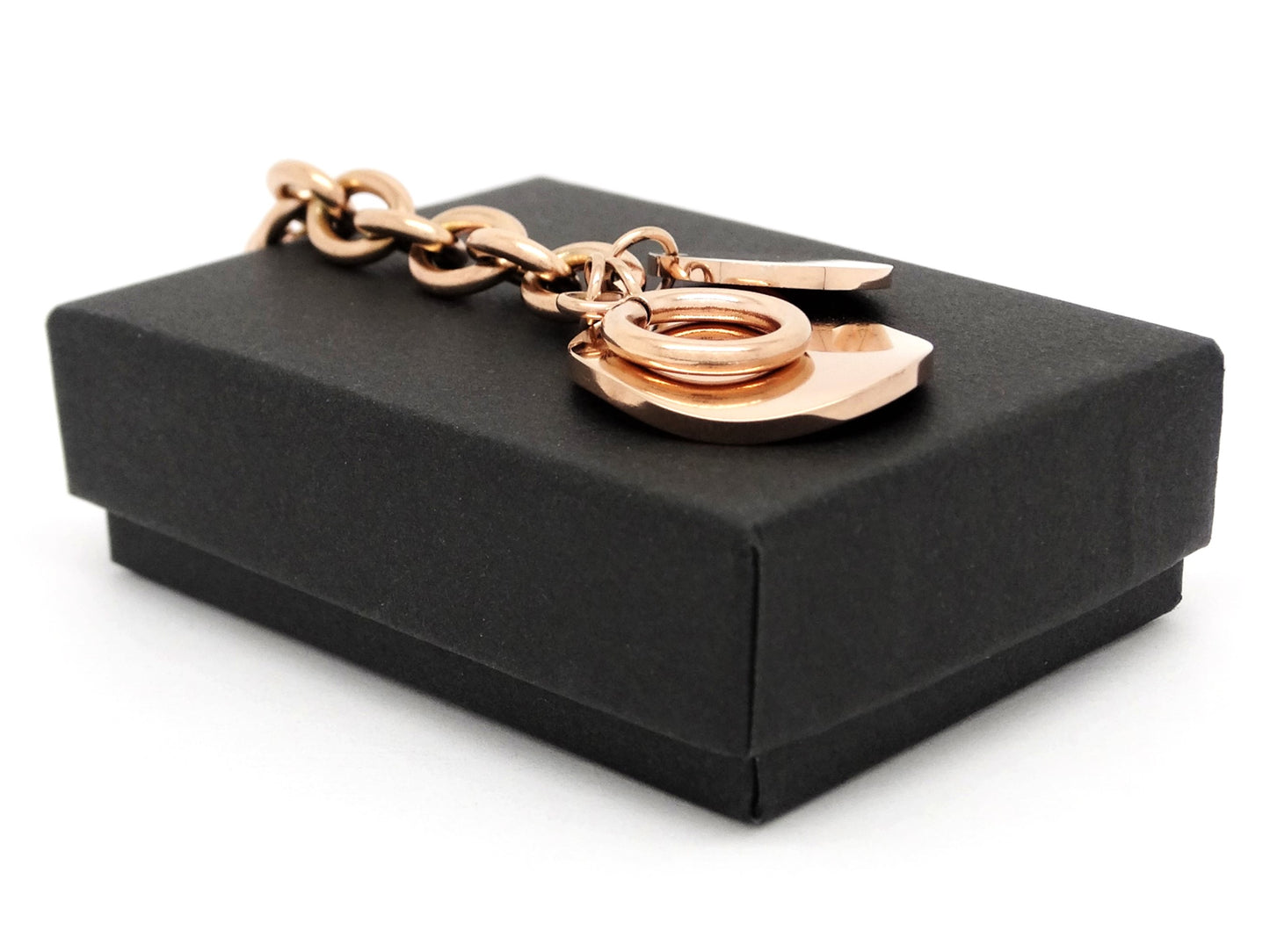 Rose gold cable chain round pendant bracelet GIFT BOX