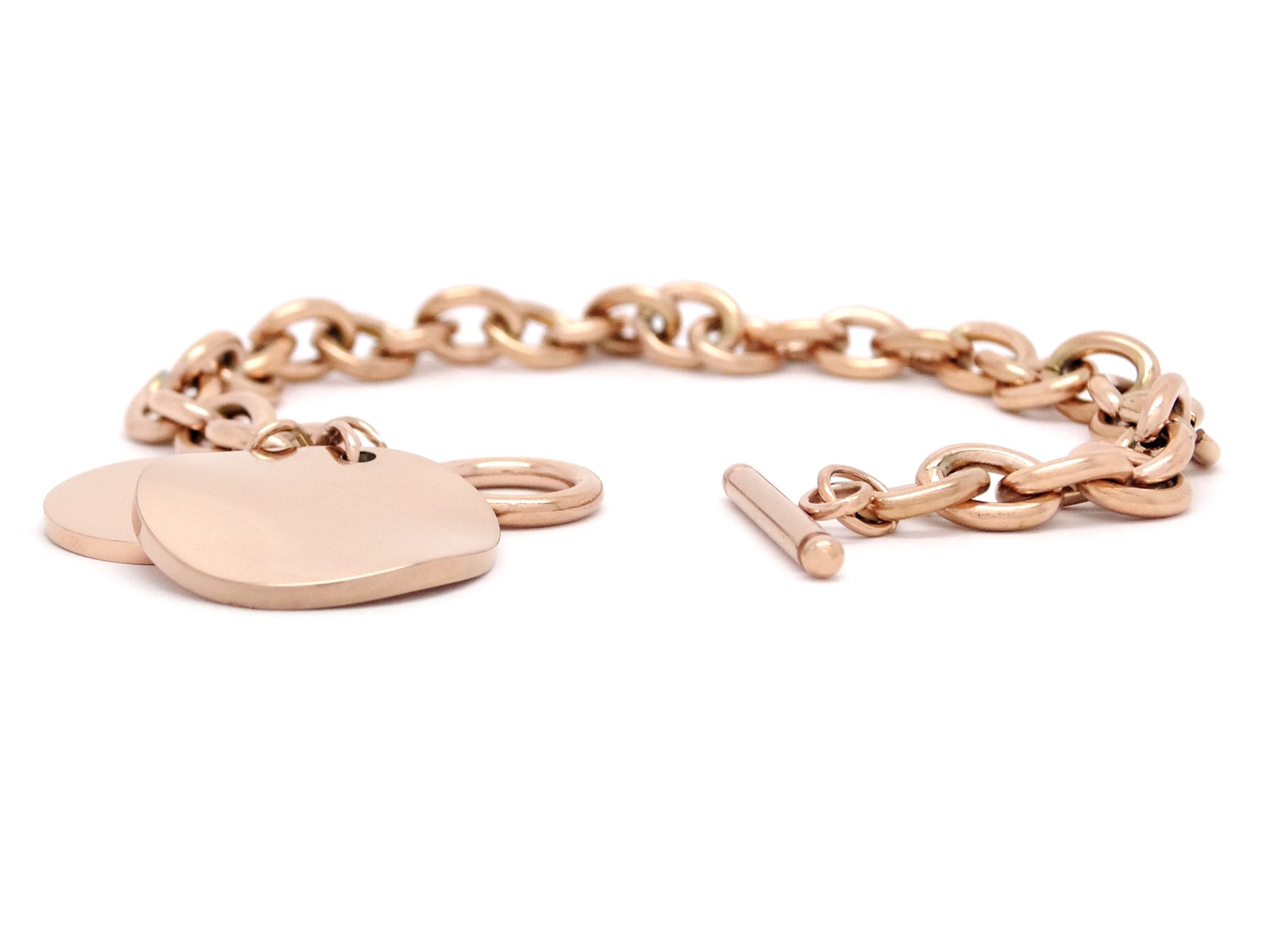 Rose gold cable chain round pendant bracelet DISPLAY