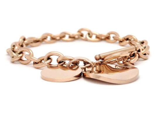 Rose gold cable chain round pendant bracelet MAIN
