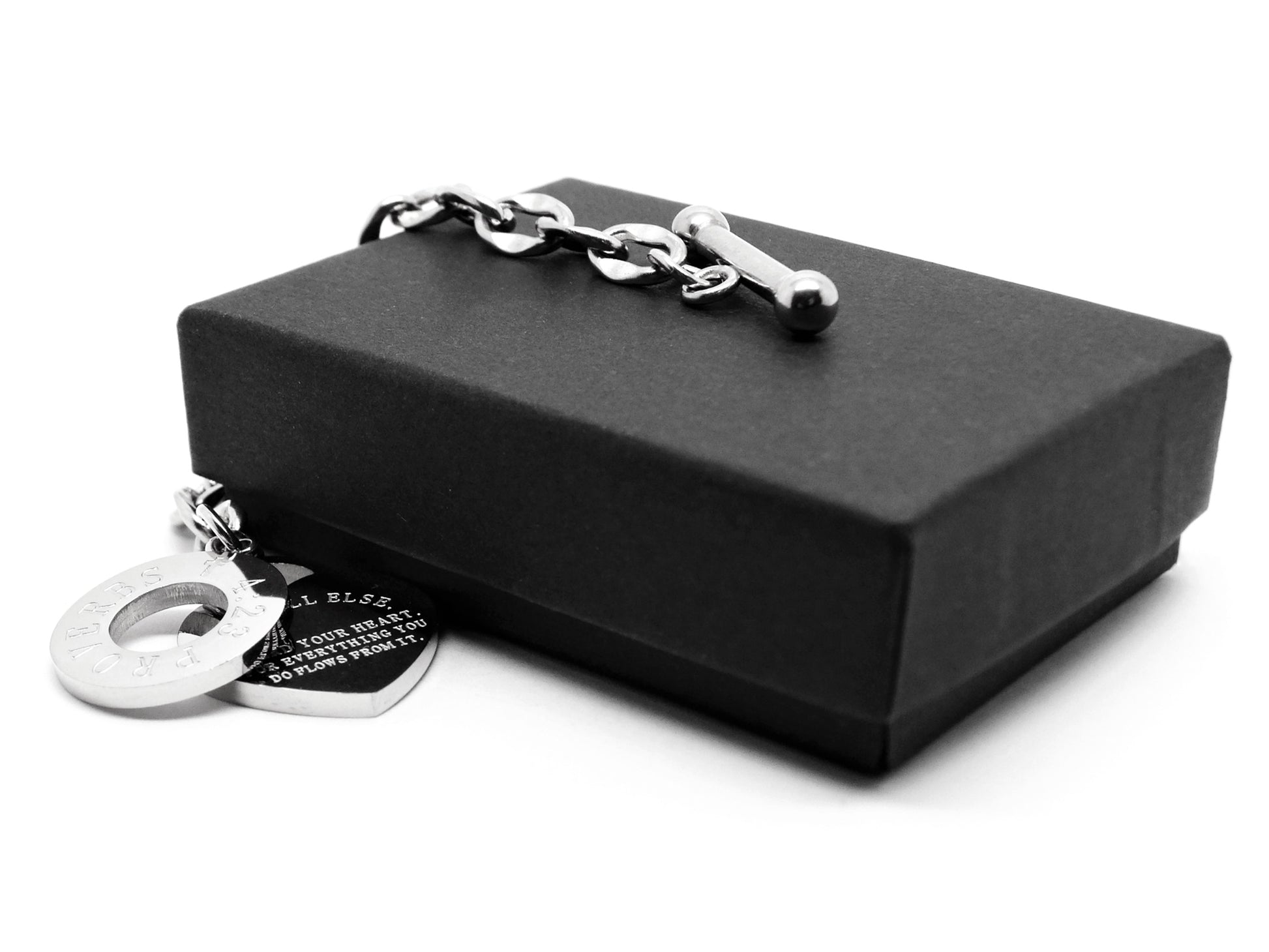 White gold proverbs 4:23 jewellery set GIFT BOX