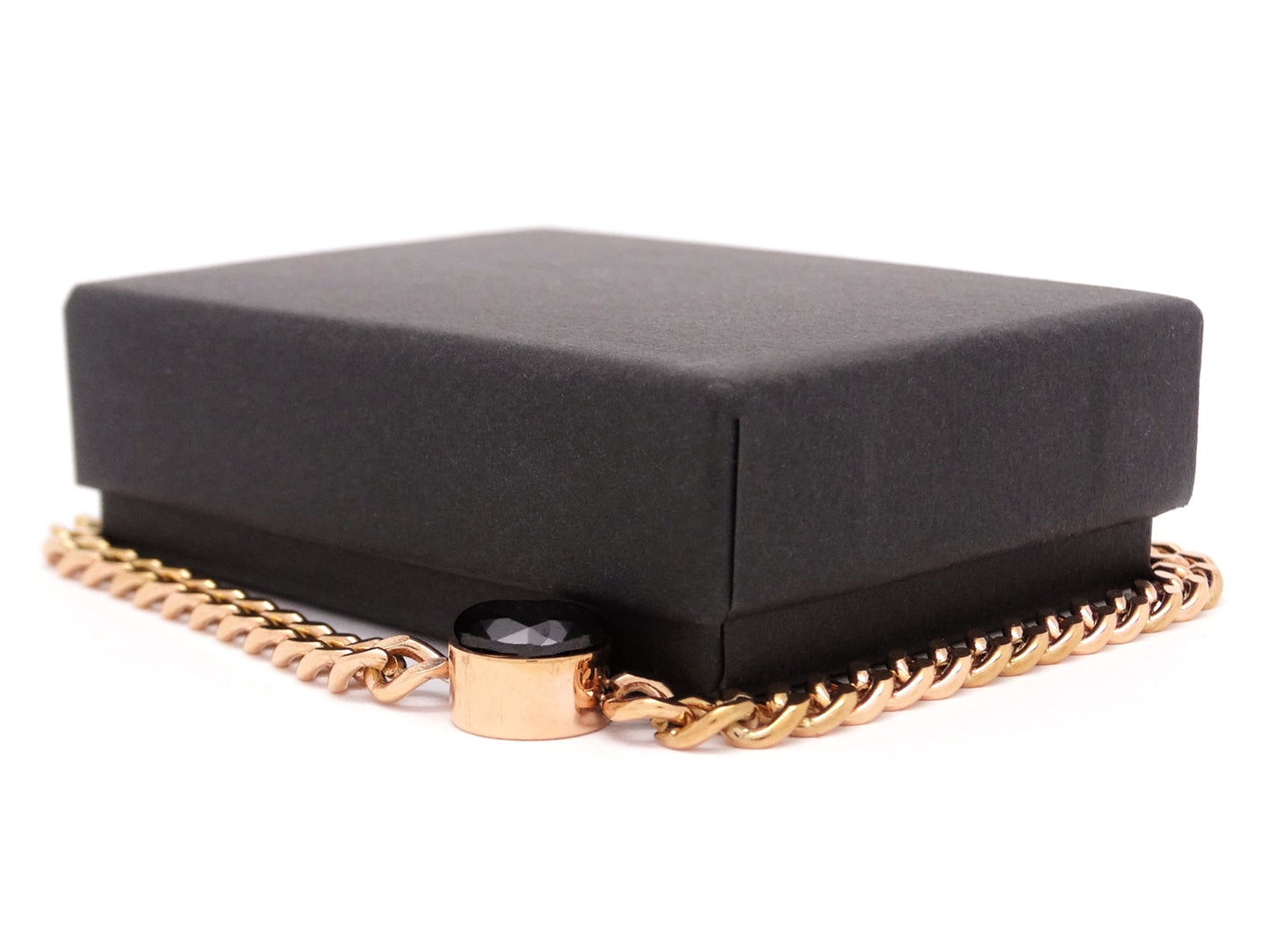 Rose Gold Black Moonstone Chain Bracelet GIFT BOX