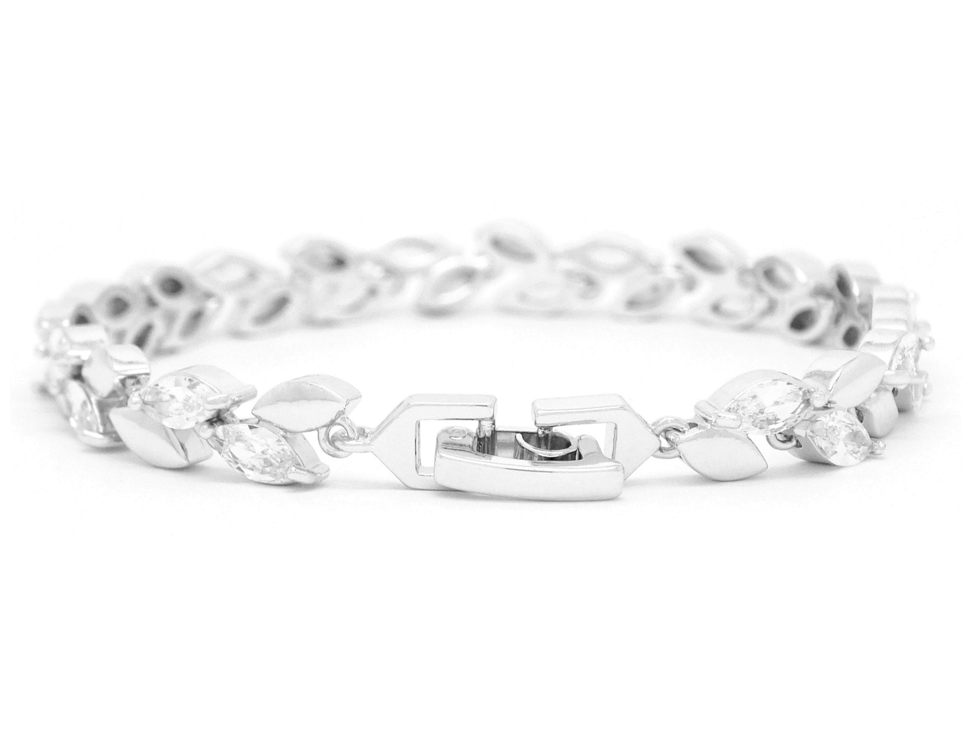 Marquise AAA White Gems White Gold Bracelet BACK