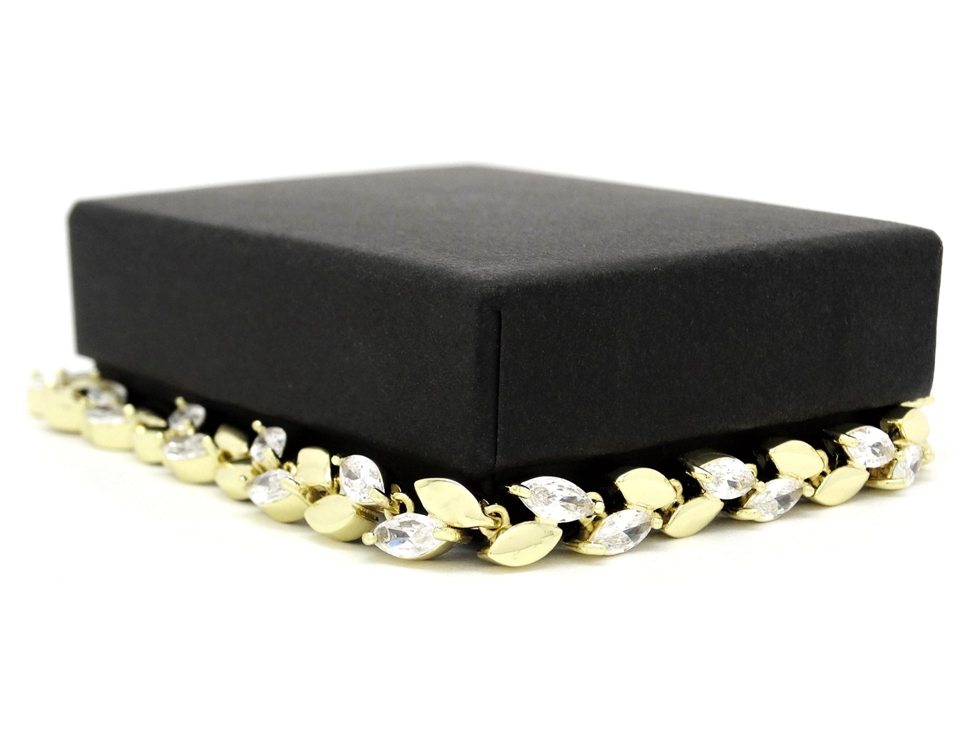 Marquise AAA White Gems Yellow Gold Bracelet GIFT BOX