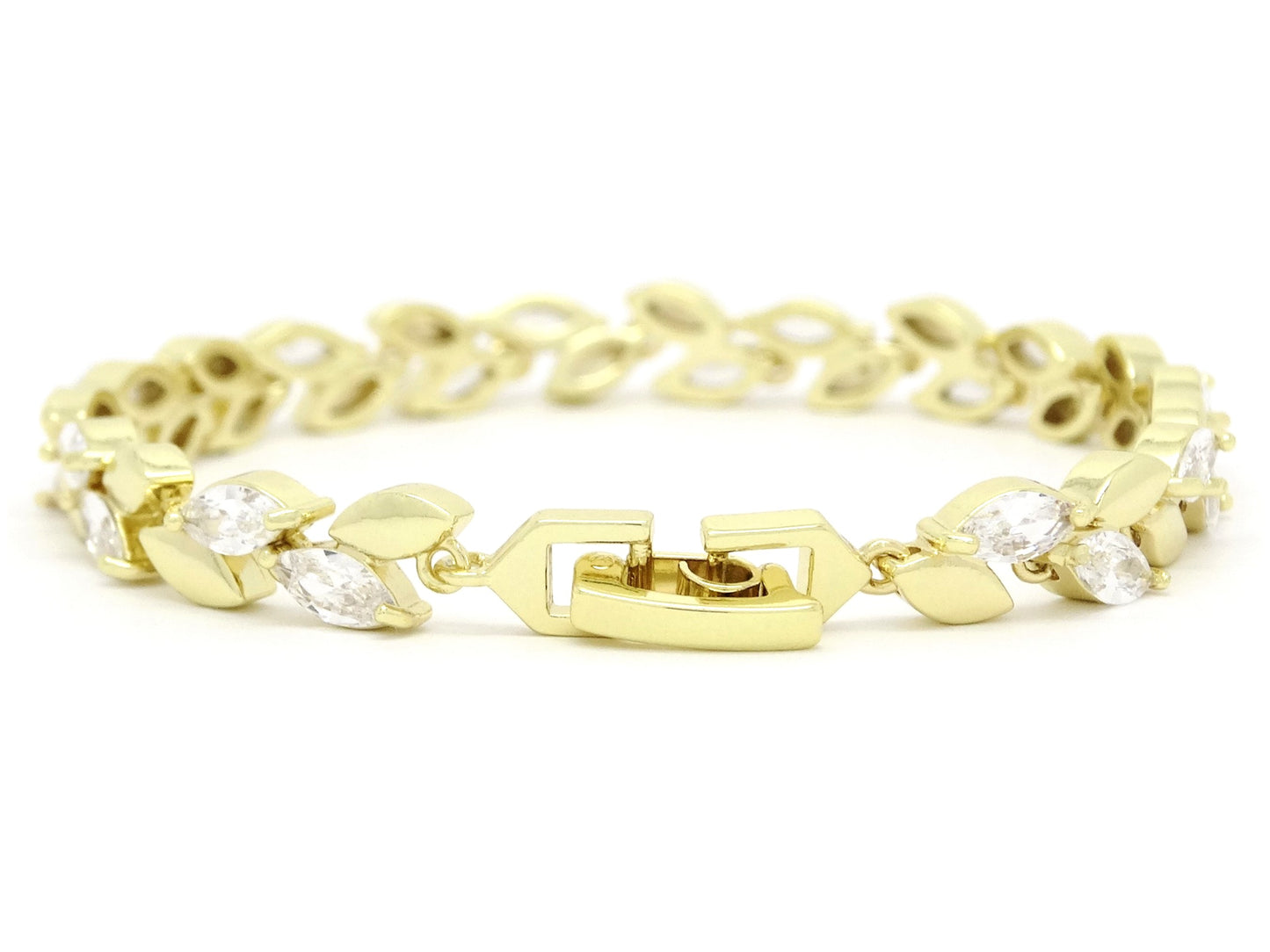 Marquise AAA White Gems Yellow Gold Bracelet BACK