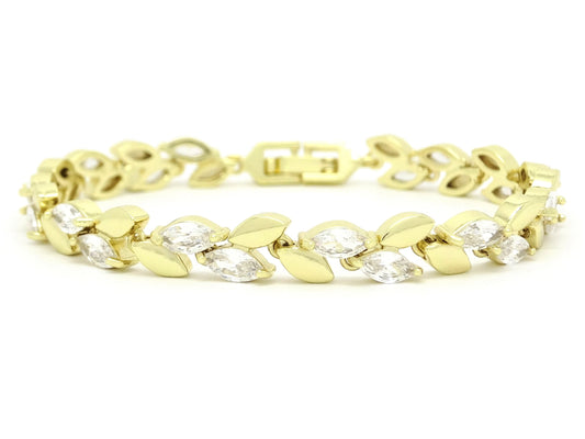 Marquise AAA White Gems Yellow Gold Bracelet MAIN