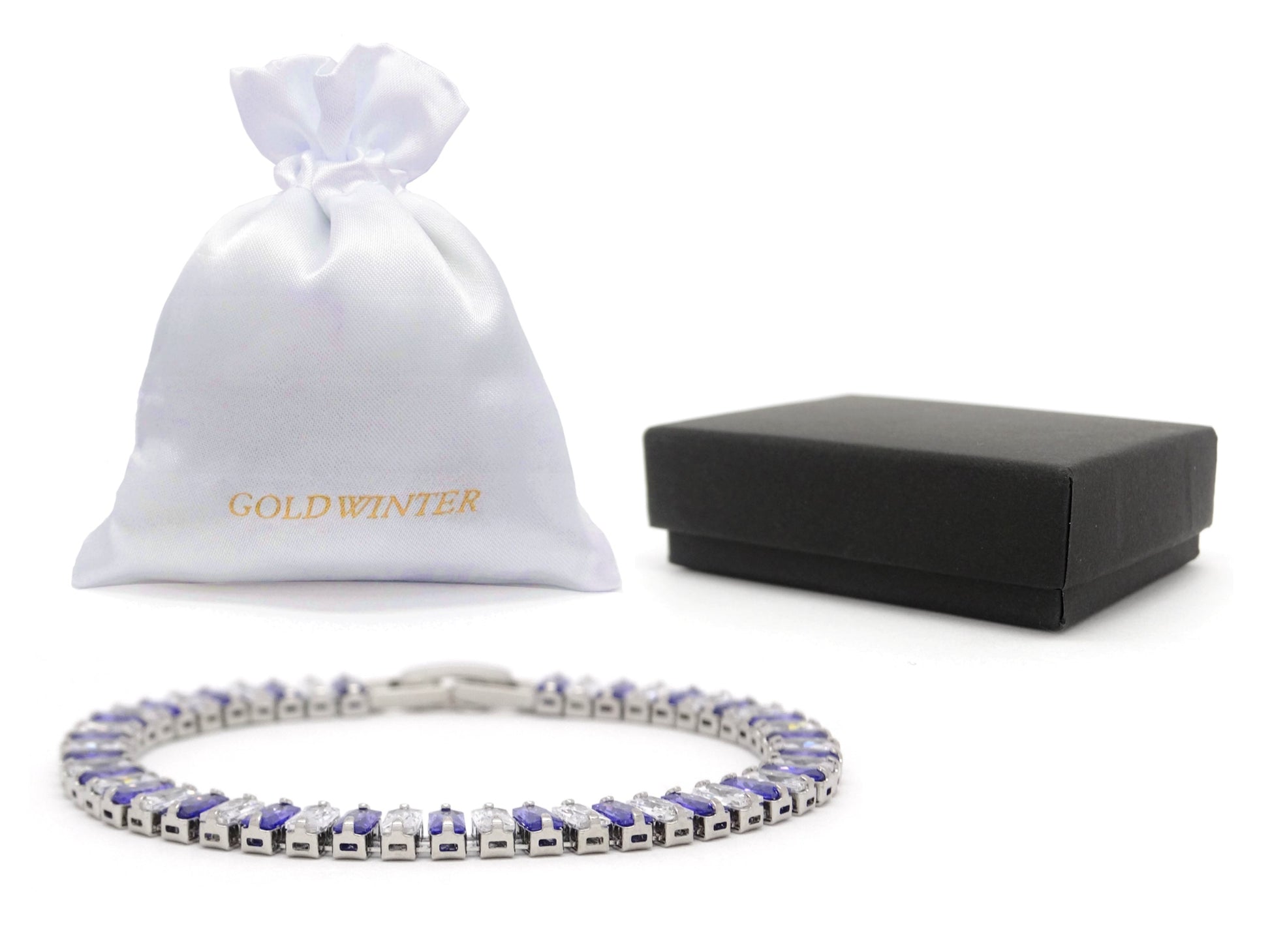 Purple And White Baguette Tennis Bracelet GIFT BAG
