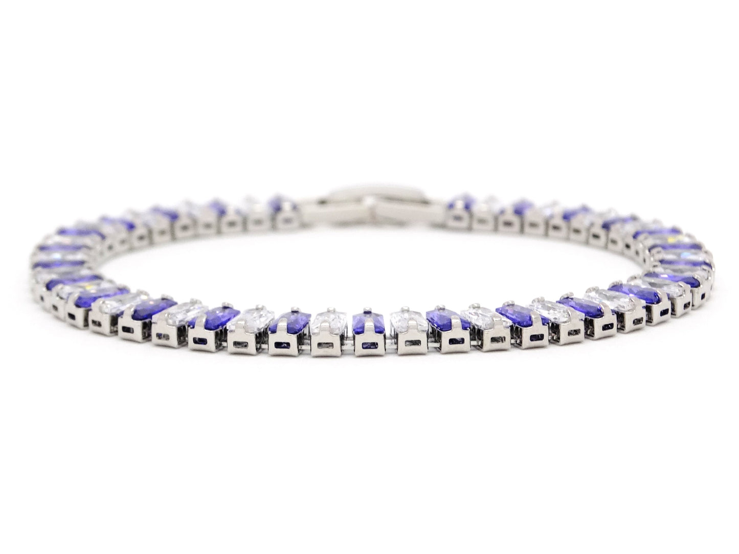 Purple And White Baguette Tennis Bracelet DISPLAY
