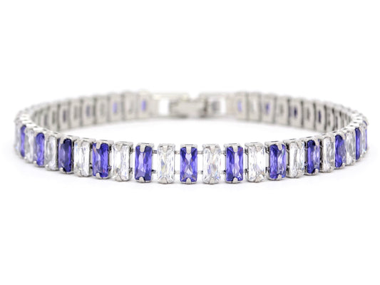 Purple And White Baguette Tennis Bracelet MAIN