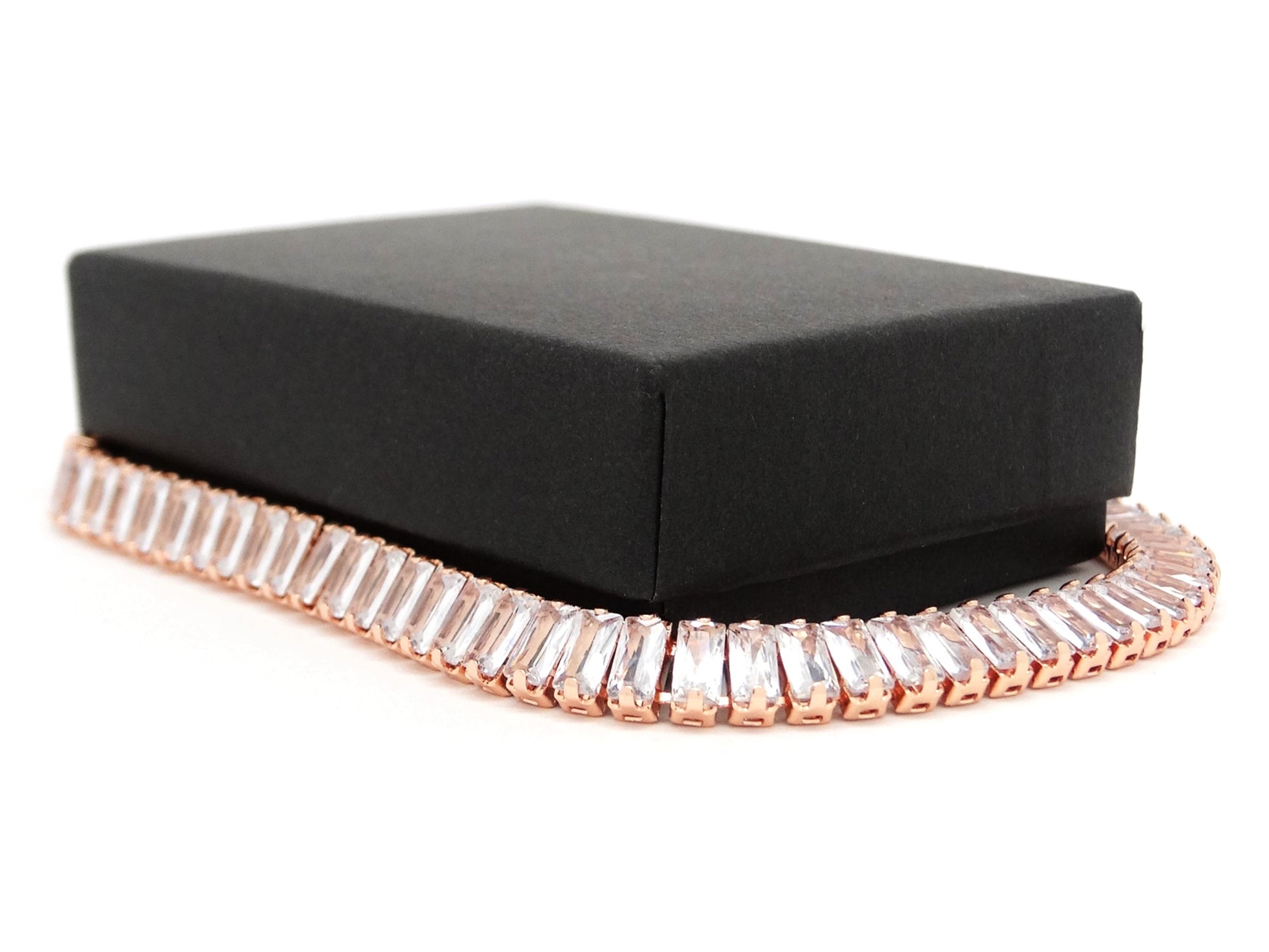 Rose Gold Baguette Tennis Bracelet GIFT BOX