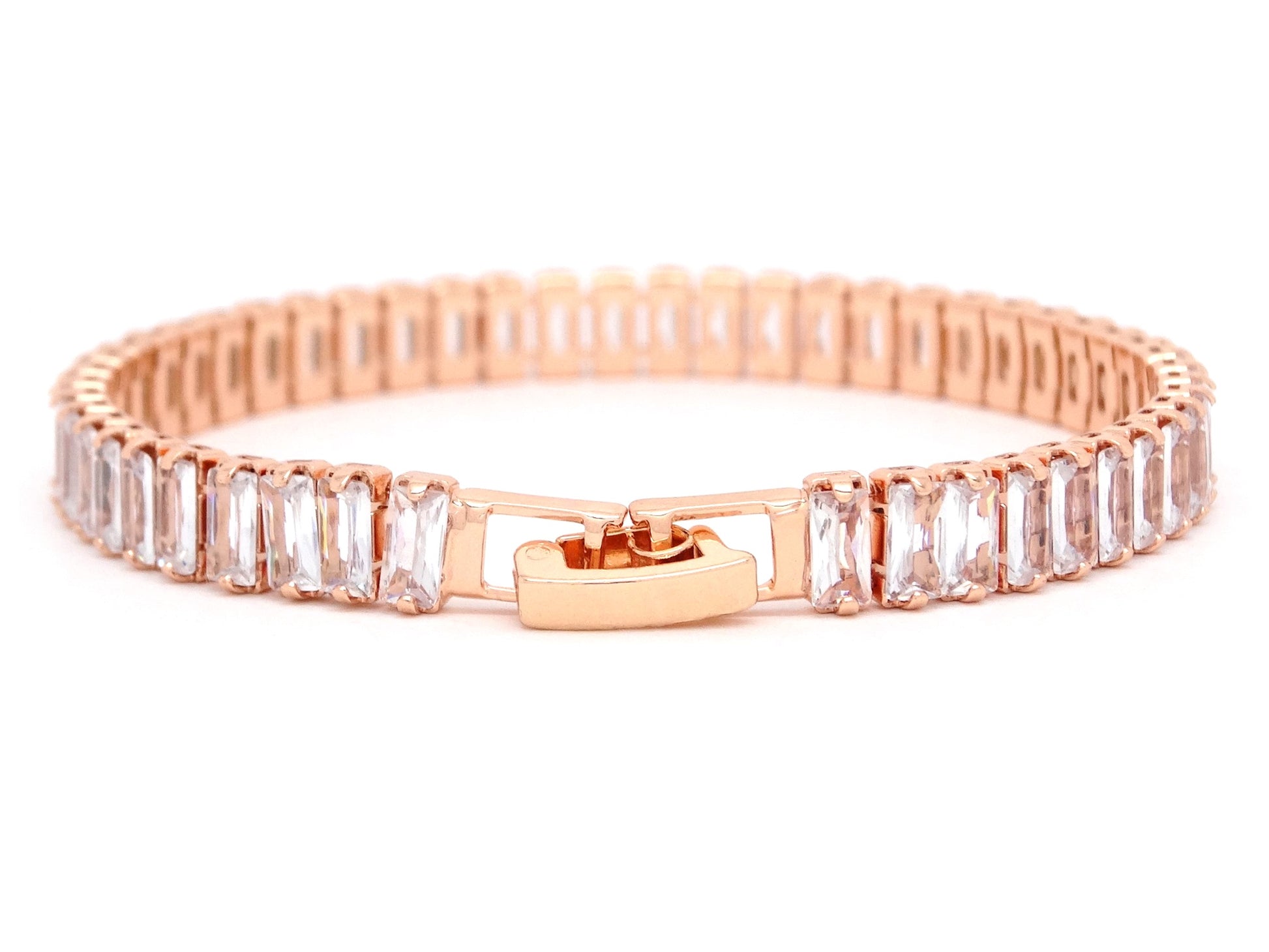Rose Gold Baguette Tennis Bracelet BACK