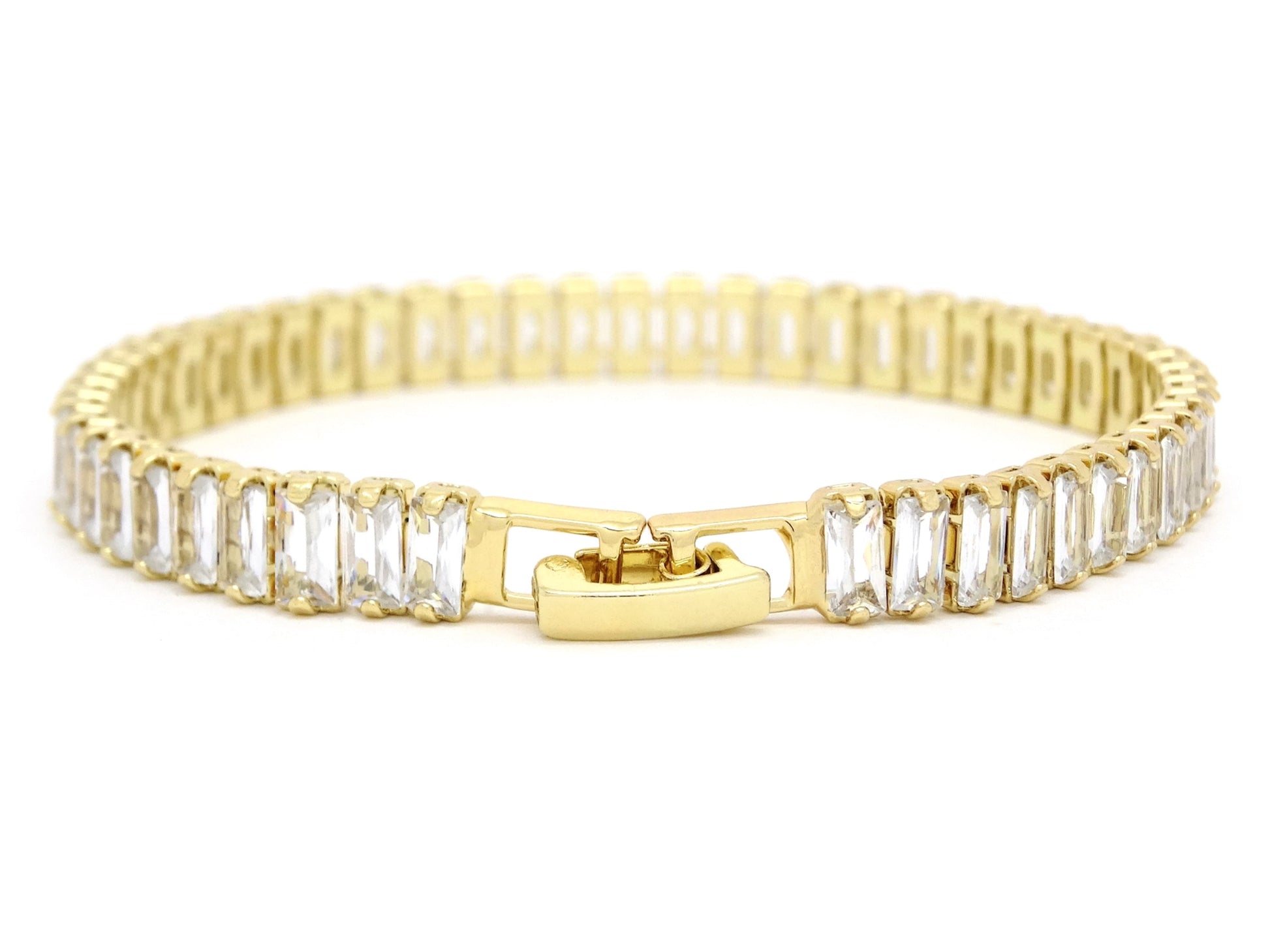 Yellow Gold Baguette Tennis Bracelet BACK