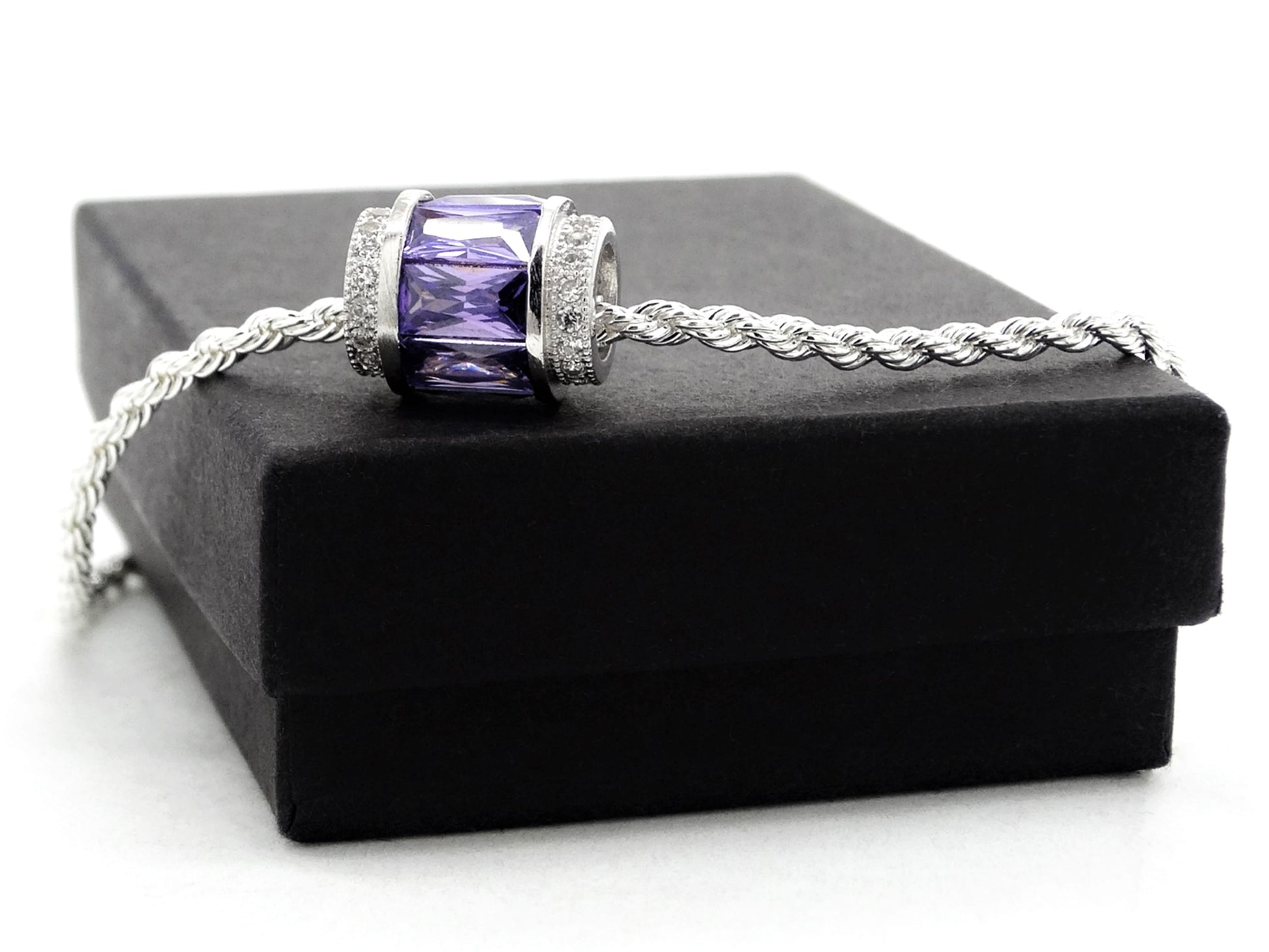 Sterling silver purple rope necklace GIFT BOX