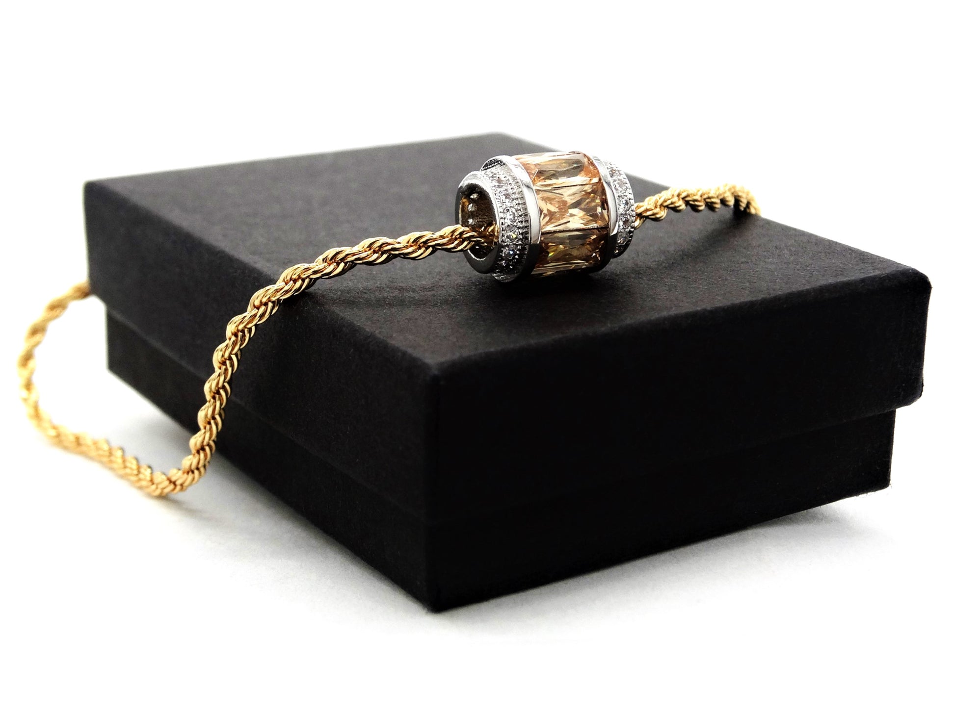 Gold citrine rope necklace GIFT BOX
