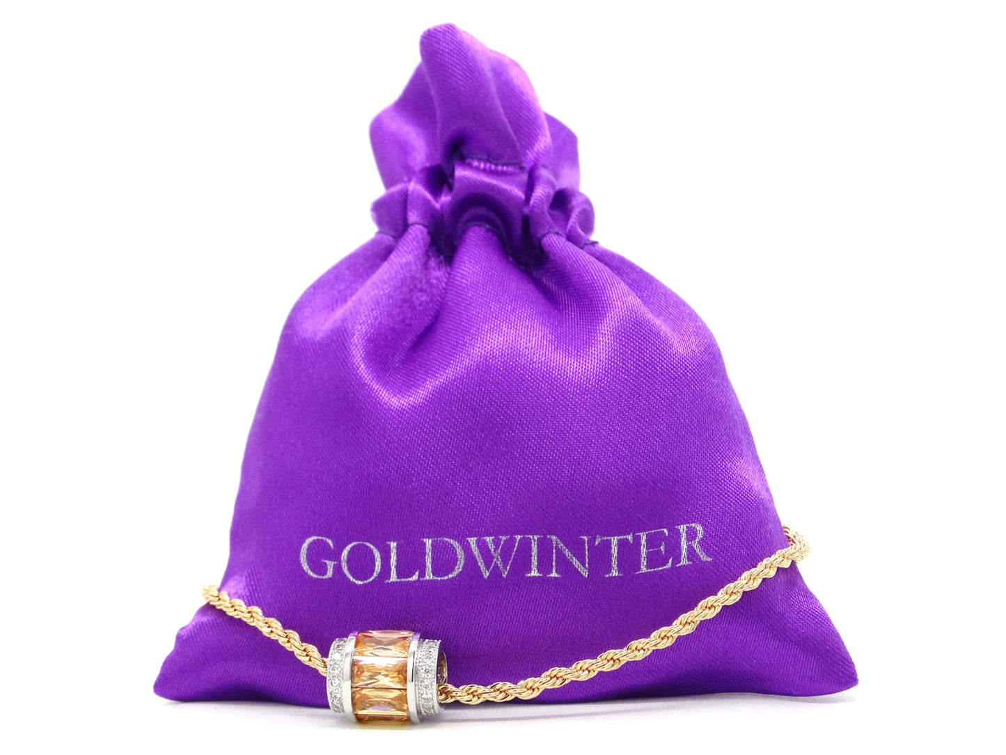 Gold citrine rope necklace GIFT BAG