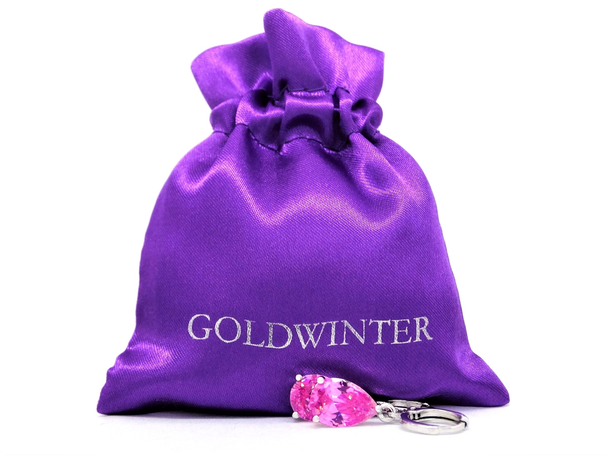 White gold pink pear gem necklace and earrings GIFT BAG
