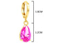 Pink raindrop yellow gold earrings MEASUREMENT