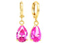 Pink raindrop yellow gold earrings MAIN