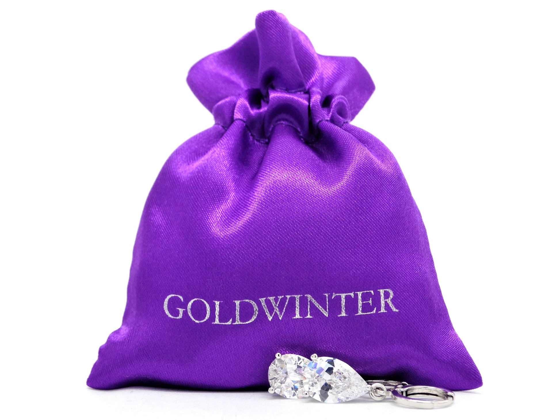 Clear raindrop white gold earrings GIFT BAG