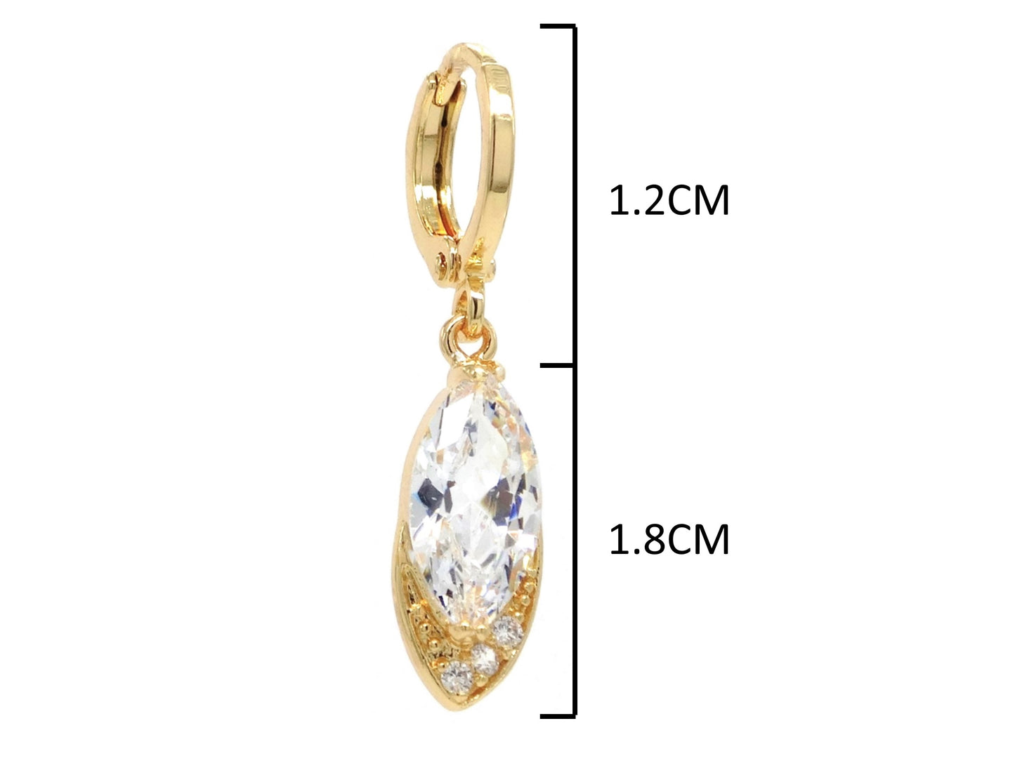 Gold clear marquise earrings MEASUREMENT