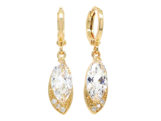 Gold clear marquise earrings MAIN