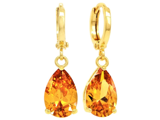 Citrine raindrop gold earrings MAIN
