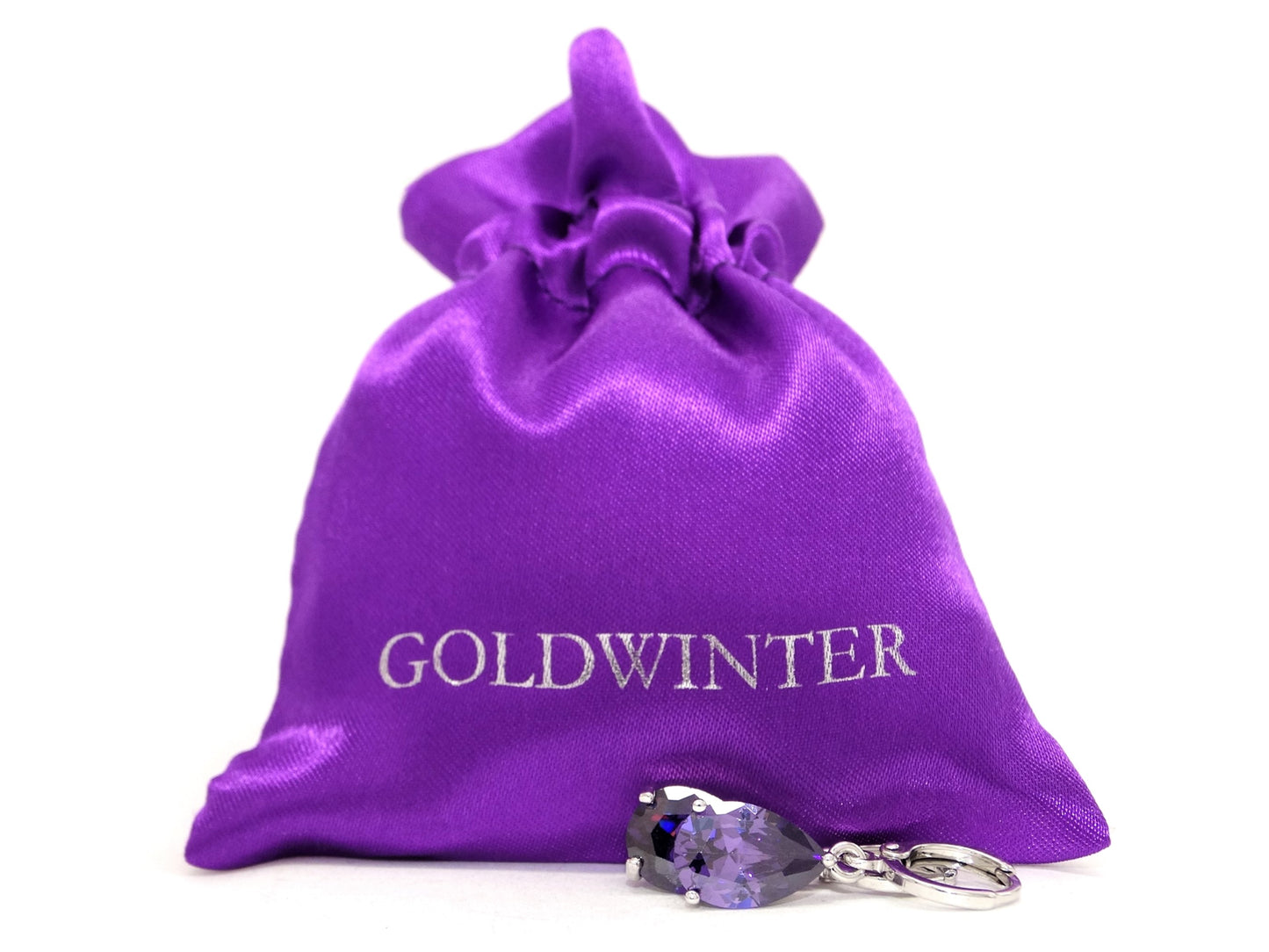 Purple raindrop white gold earrings GIFT BAG