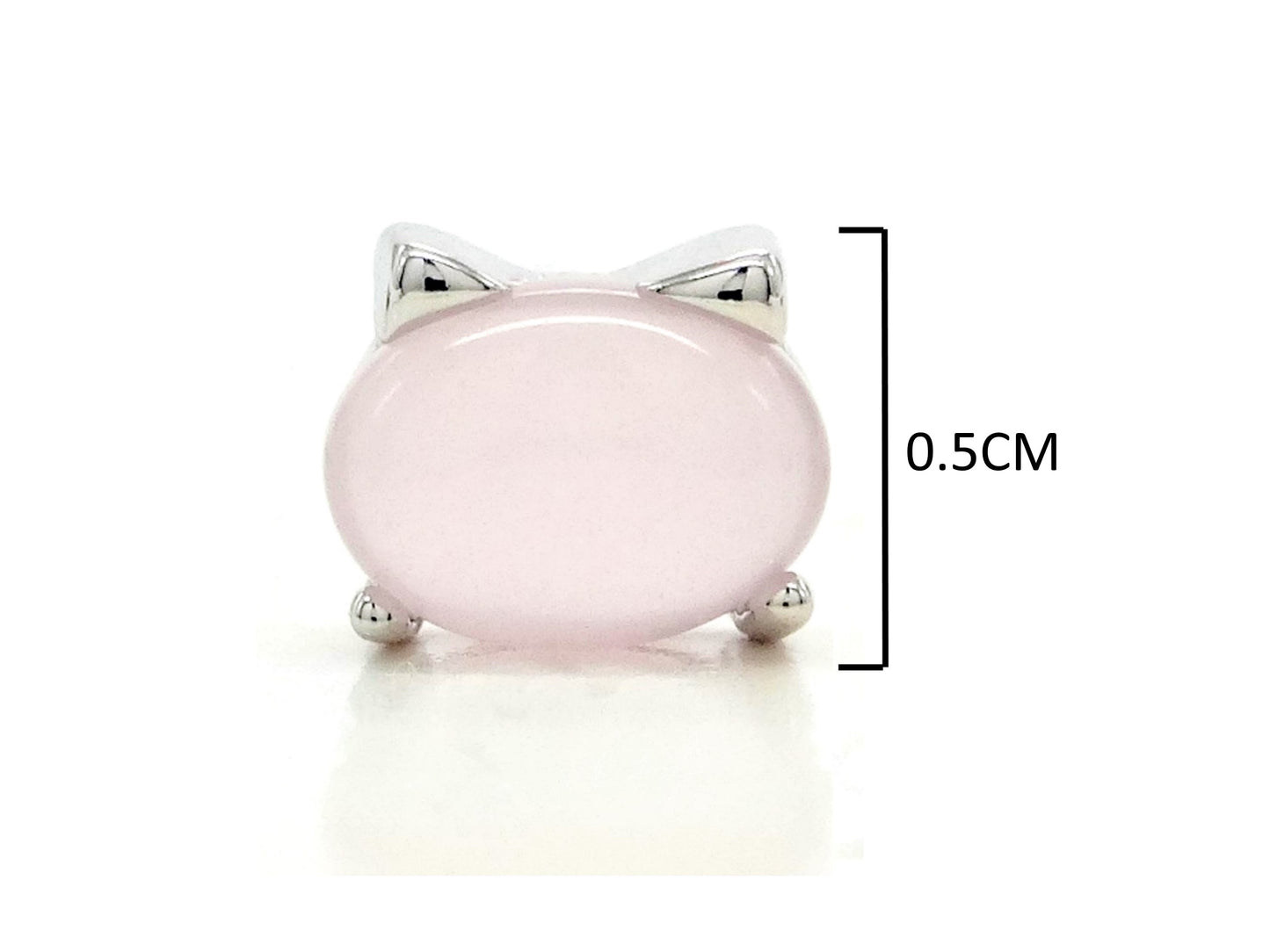 Sterling silver pink moonstone cat earrings MEASUREMENT