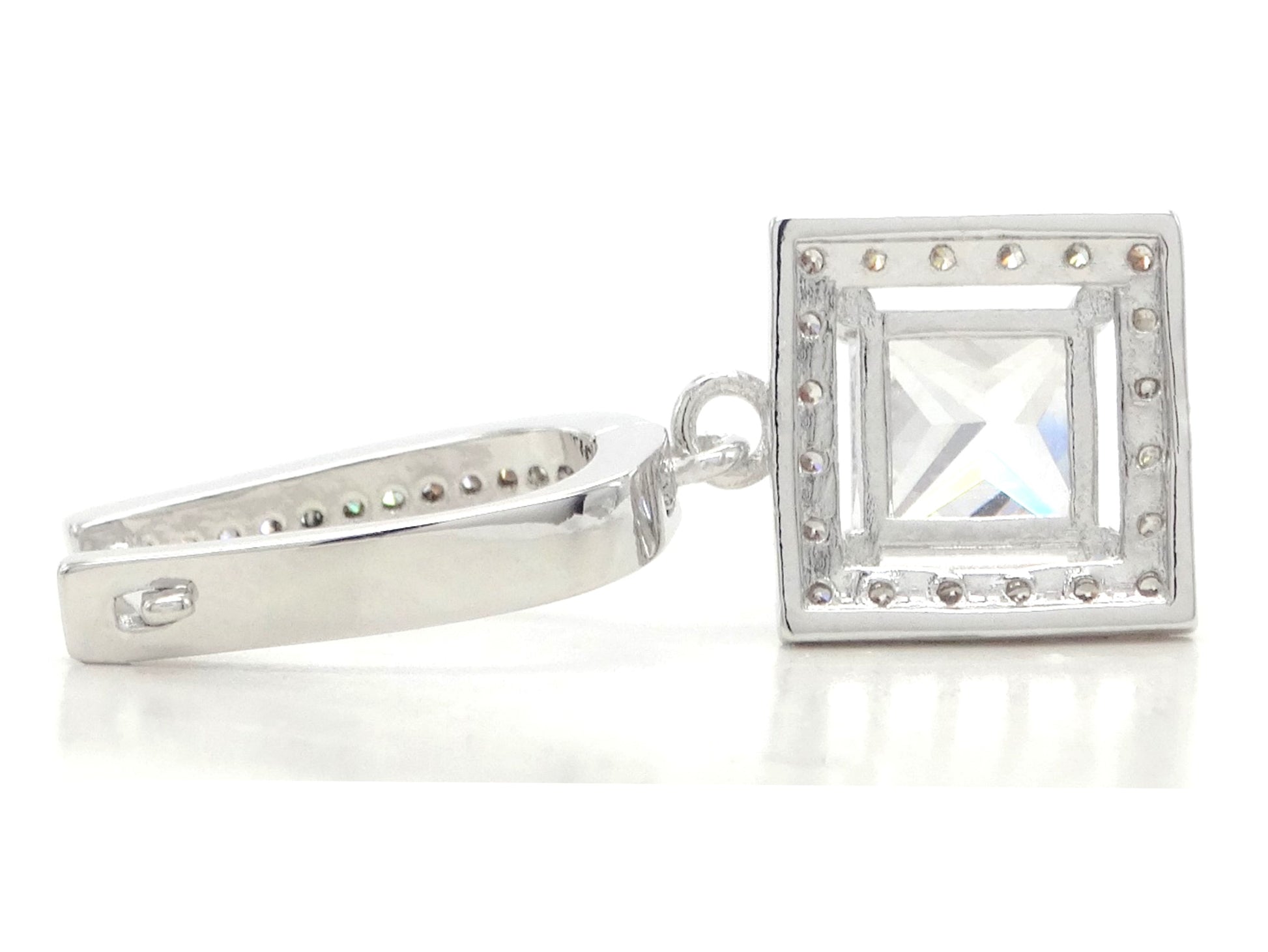 Sterling silver princess gem earrings BACK