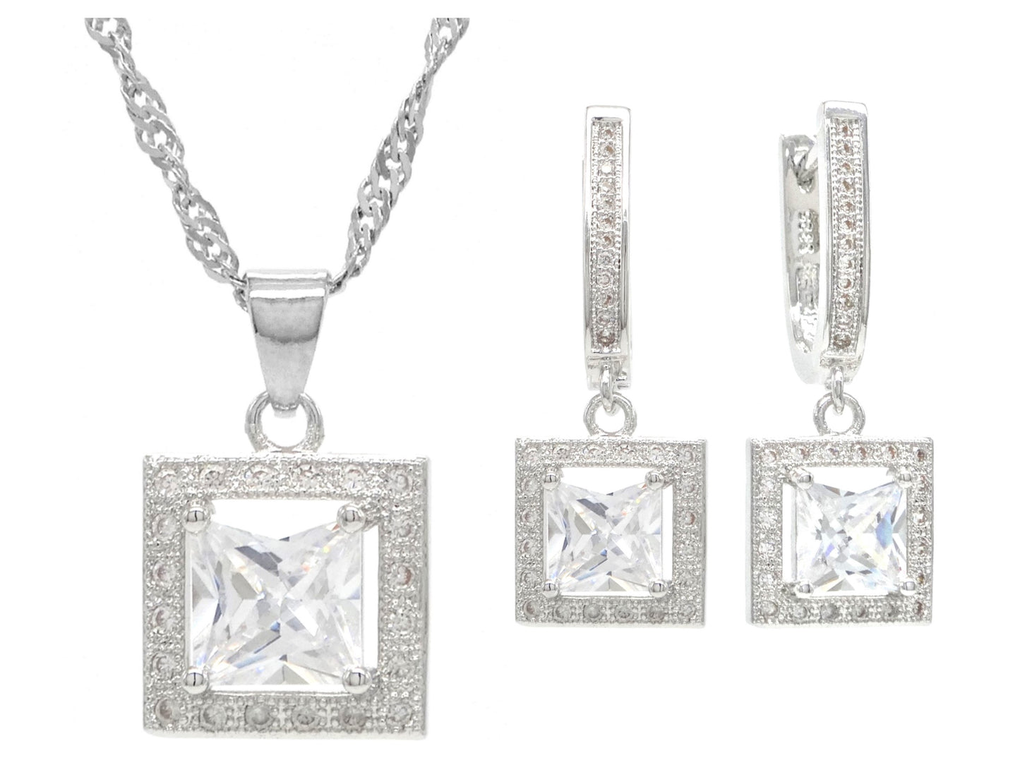 Sterling silver princess necklace and earrings MAIN