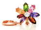 Rose gold rainbow flower earrings FRONT