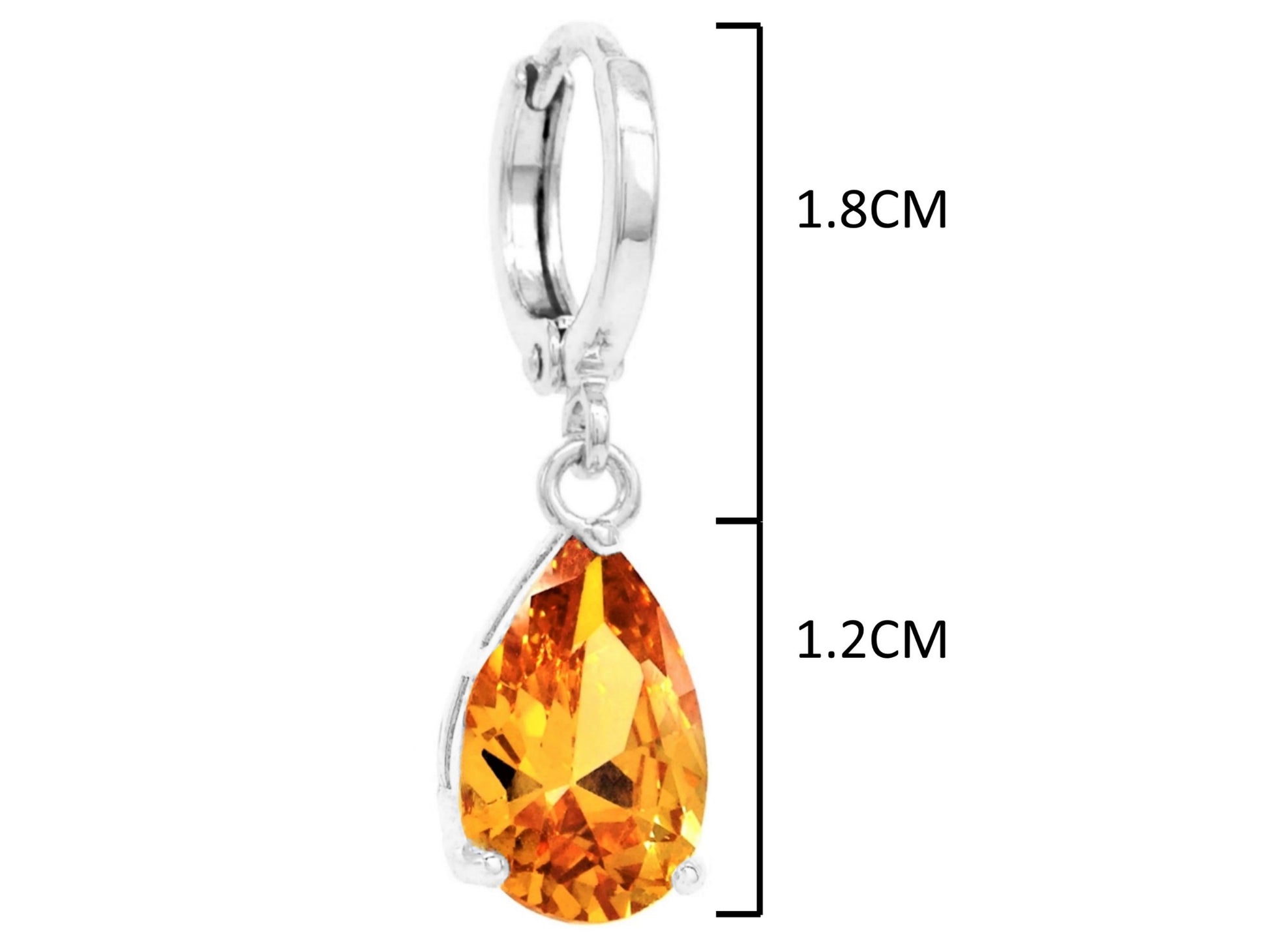 Citrine raindrop white gold earrings MEASUREMENT