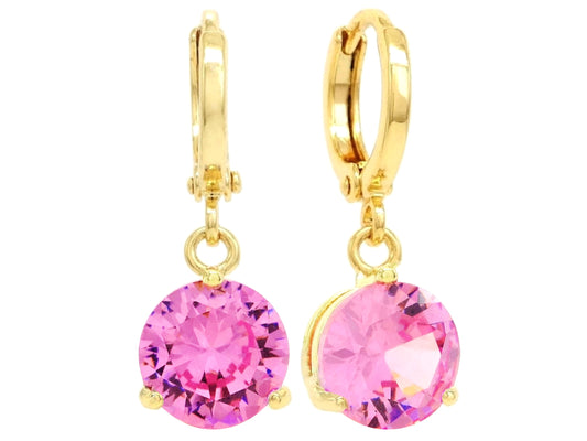 Pink gem gold earrings MAIN