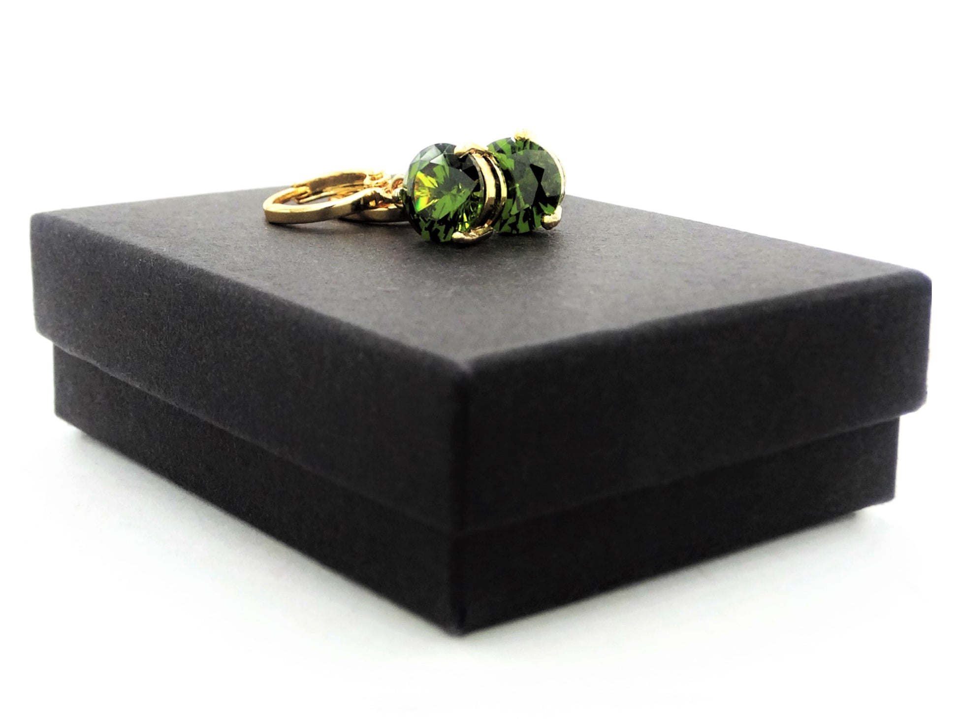 Green gem gold earrings GIFT BOX