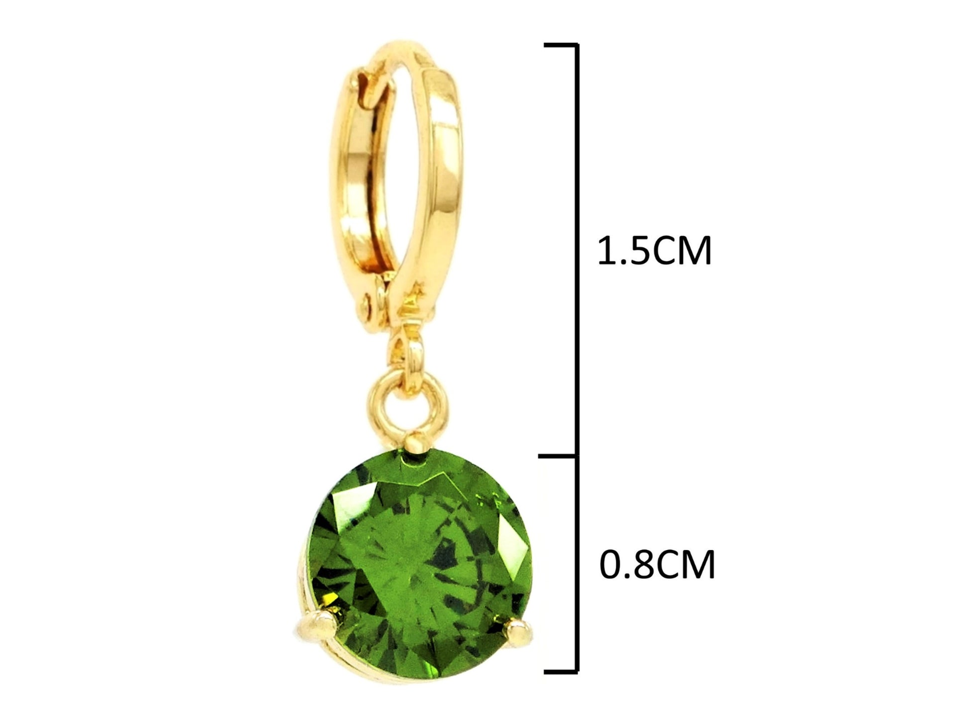 Green gem gold earrings MEASUREMENT